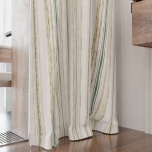 Contemporary Green and Beige Stripes Cotton Curtain