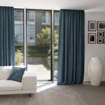 Textured Denim Blue Soft Touch Fabric Curtain