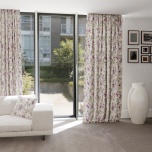 White Satin Curtain with Colourful Floral Pattern