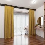 Yellow Textured Neutral Matt Soft Touch Curtain