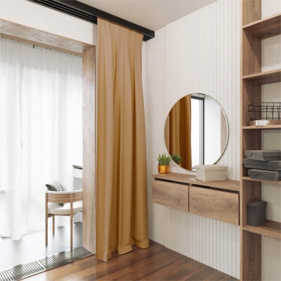 Elegant Caramel Colour Matt Soft Touch Curtain