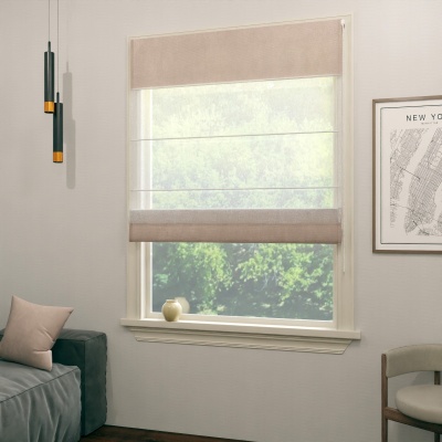 Contemporary Beige Tipping Into Delicate Nap Texture Roman Blind
