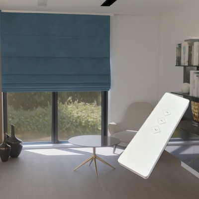Electric Matt Denim Roman Blind