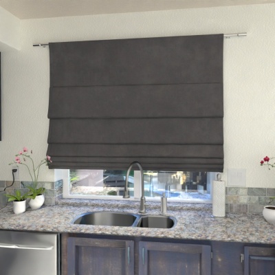 Contemporary Dark Graphite Quality Fabric Roman Blind