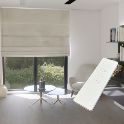 Modern Light Cream Electric Roman Blind