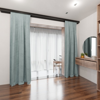 Graceful Light Blue Velvet Curtain
