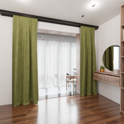 Contemporary Green Velvet Curtain