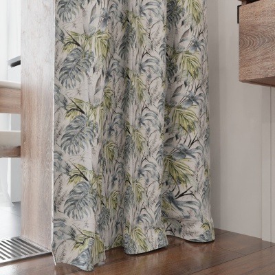 Serene Green Leaf Patter Cotton Curtain