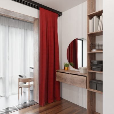 Tailored Red Matt Soft Touch Curtain