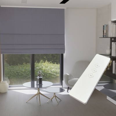 Electric Roman Blind in Grey - Blackout