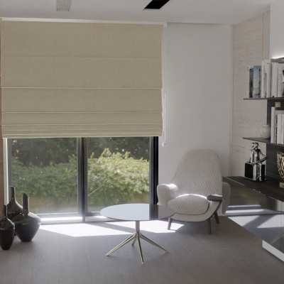 Timeless Warm Cream Velvet Fabric Roman Blind