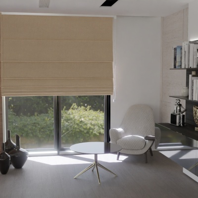 Soft Beige Velvet Fabric Made-To-Measure Roman Blind