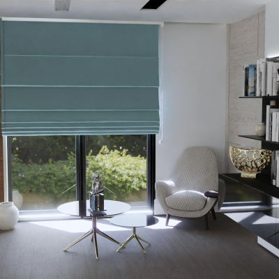 Soft Light Turquoise Quality Fabric Made-To-Measure Roman Blind