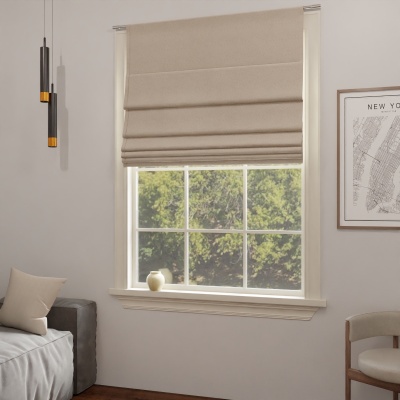 Elegant Beige Blackout Fabric Made-To-Measure Roman Blind