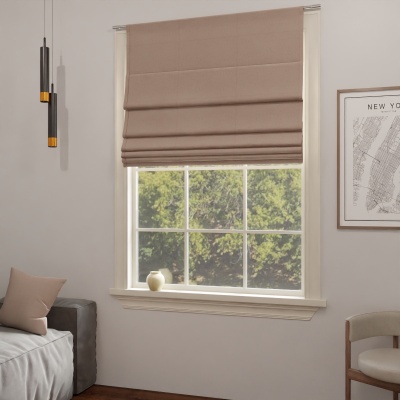 Contemporary Warm Beige Blackout Fabric Roman Blind