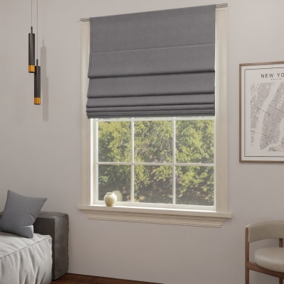 Classic Dark Grey Blackout Fabric Roman Blind