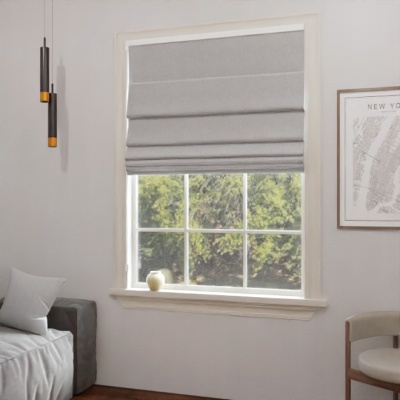 Elegant Grey Beige Blackout Fabric Made-To-Measure Roman Blind