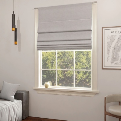 Elegant Grey Beige Blackout Fabric Made-To-Measure Roman Blind