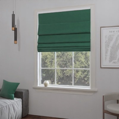 Modern Emerald Green Blackout Fabric Roman Blind