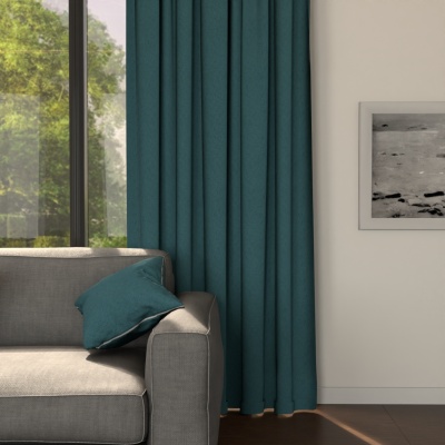Stylish Teal Matt Blackout Curtain