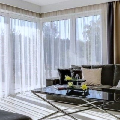 Delicate White Voile Curtain with Fine Rainfall Texture