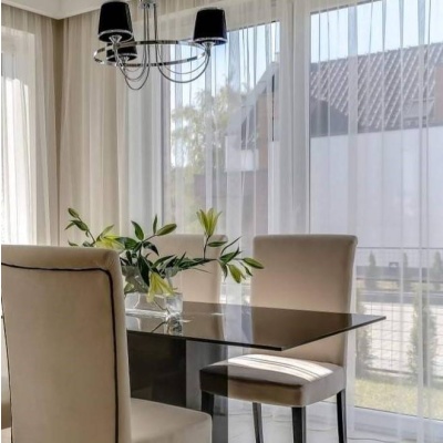 Smooth White Voile Curtain
